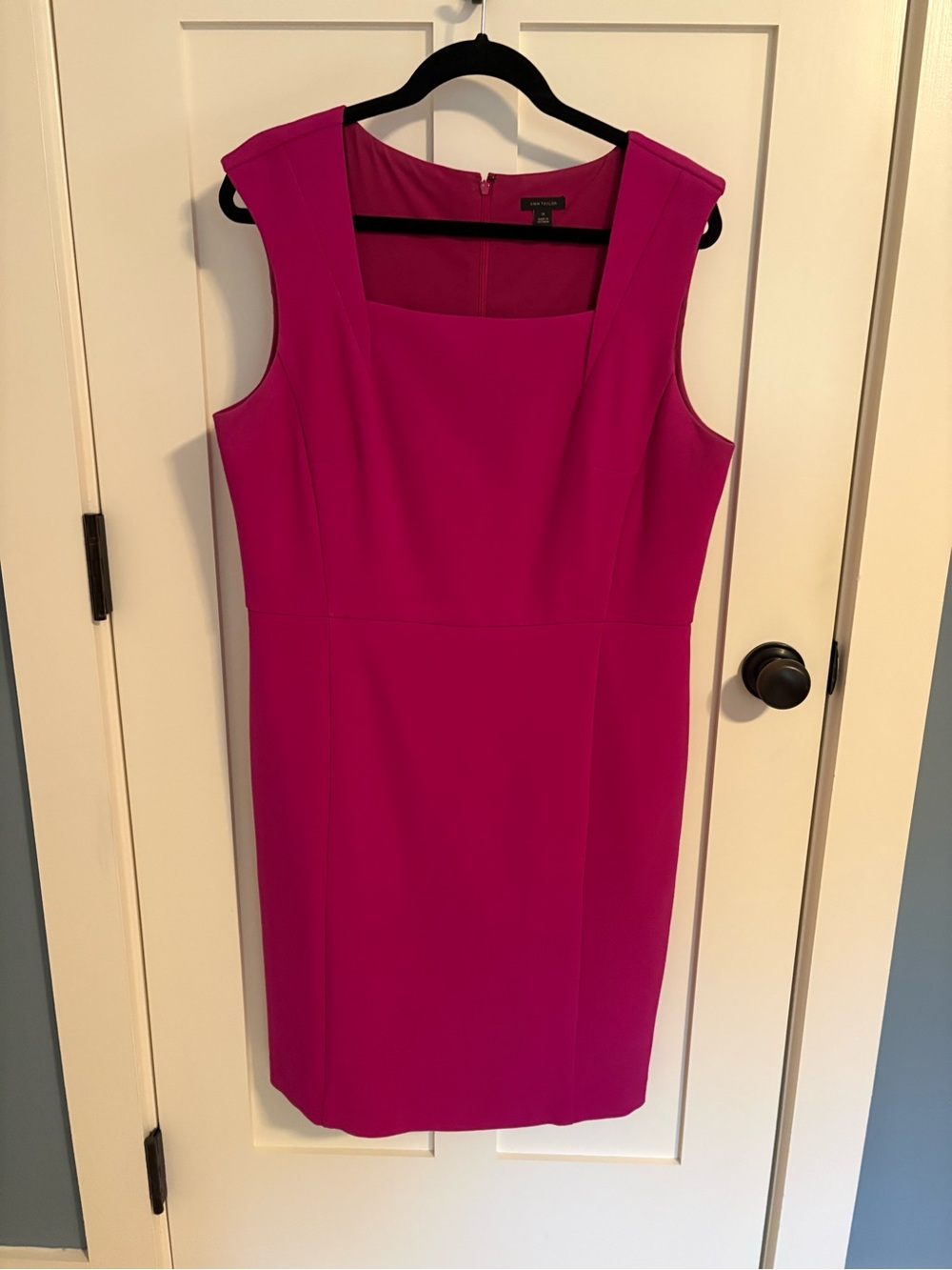 Ann Taylor Magenta Square-Neck Sheath Dress